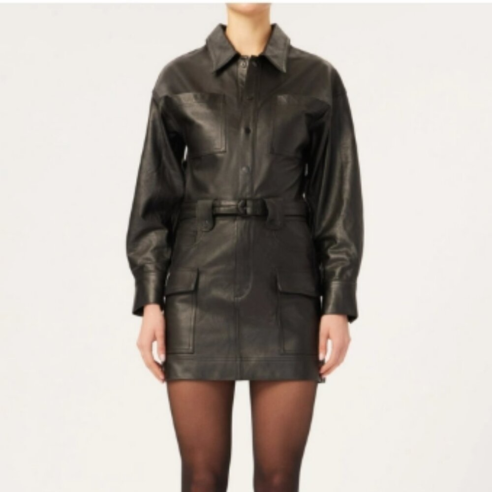 DL1961 Coletta Leather Dress Obsidian